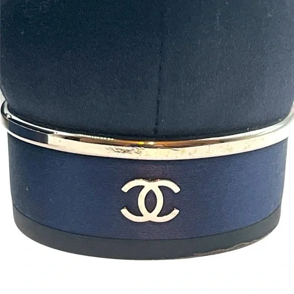 CHANEL Navy Satin Cap Toe Ankle Strap CC Flats 38.5EU - Picture 8 of 16